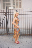 Sunset Plaid Silk Dress