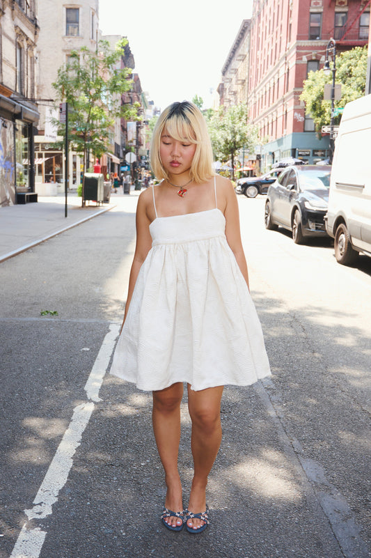 White Matelassé Dress