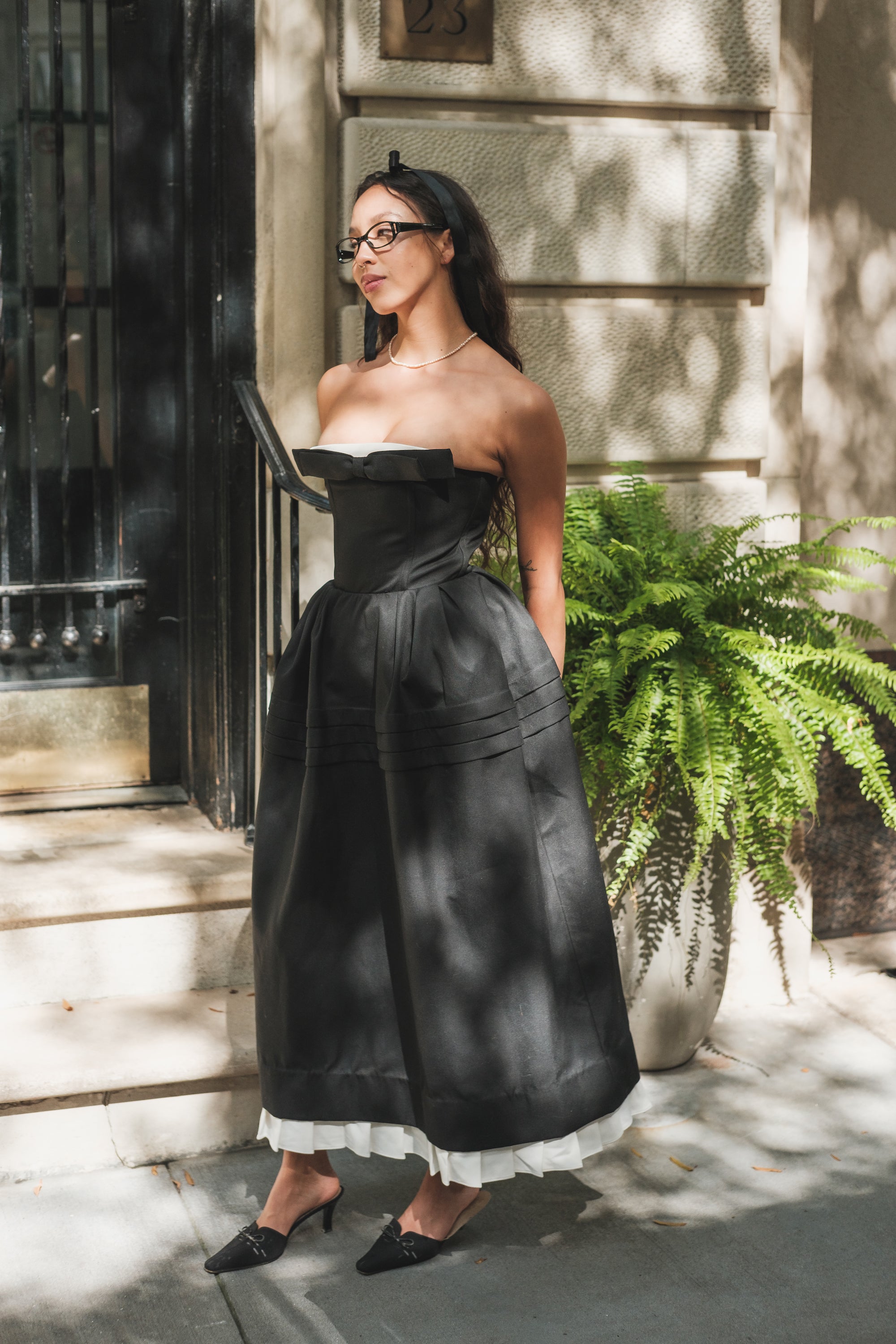 SHUSHU/TONG Black Flower Bud Maxi Dress