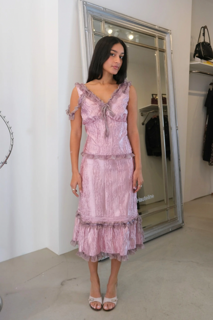 Crushed Satin Bow Top