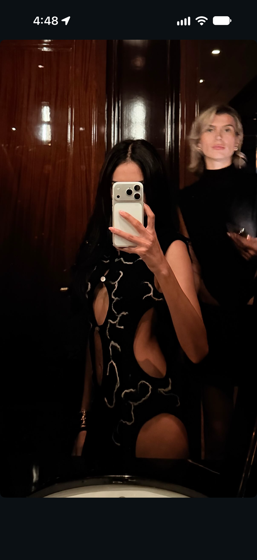 Black Lightning Cut-Out Felted Maxi Dress seen on you