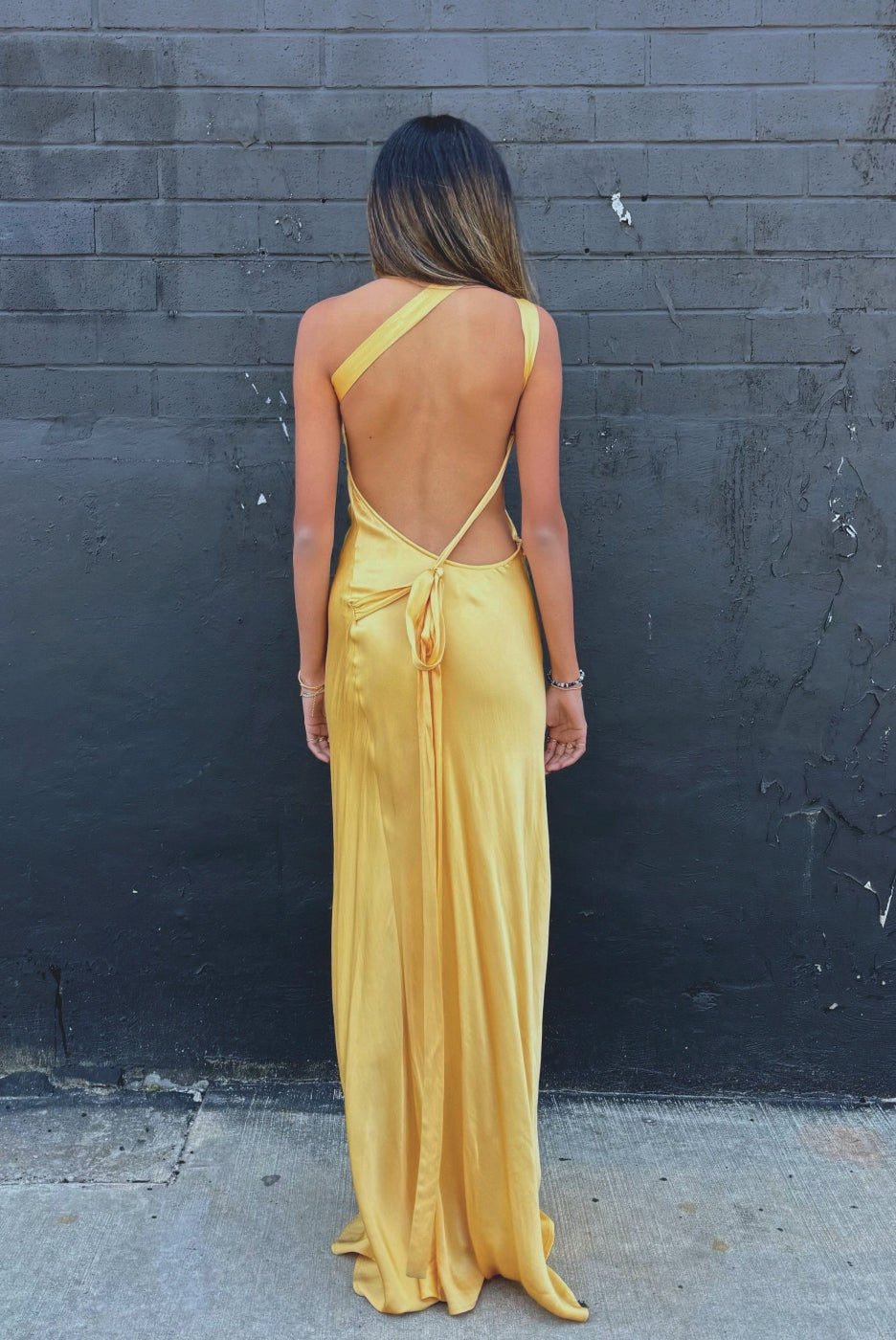 ARCINA ORI - Monique Dress M | Elegant Designer Dress | Formal Designer Yellow Open Back Dress