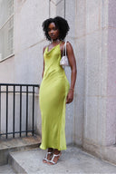 Odessa Halter Dress in Chartreuse