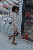 Warp Gingham Canvas Print Midi Coat
