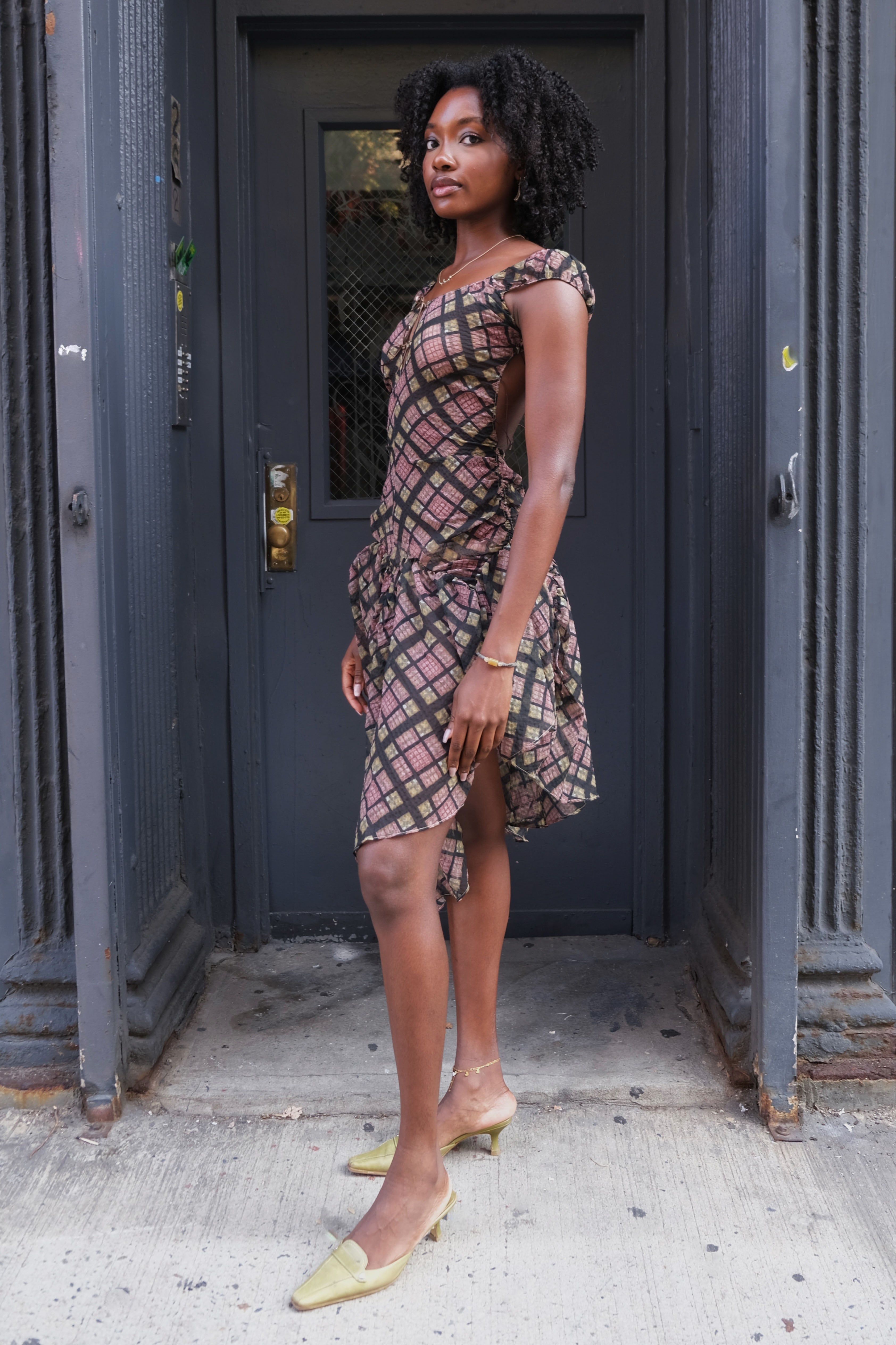 Taottao Plaid Puff Dress in Purple Tartan - Rent from Hauteline XS Taottao Plaid Puff Dress in Purple Tartan - Rent from Hauteline XS