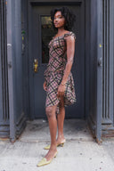 Plaid Puff Dress in Purple Tartan