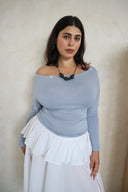 Ballad Button Top in Bluebell