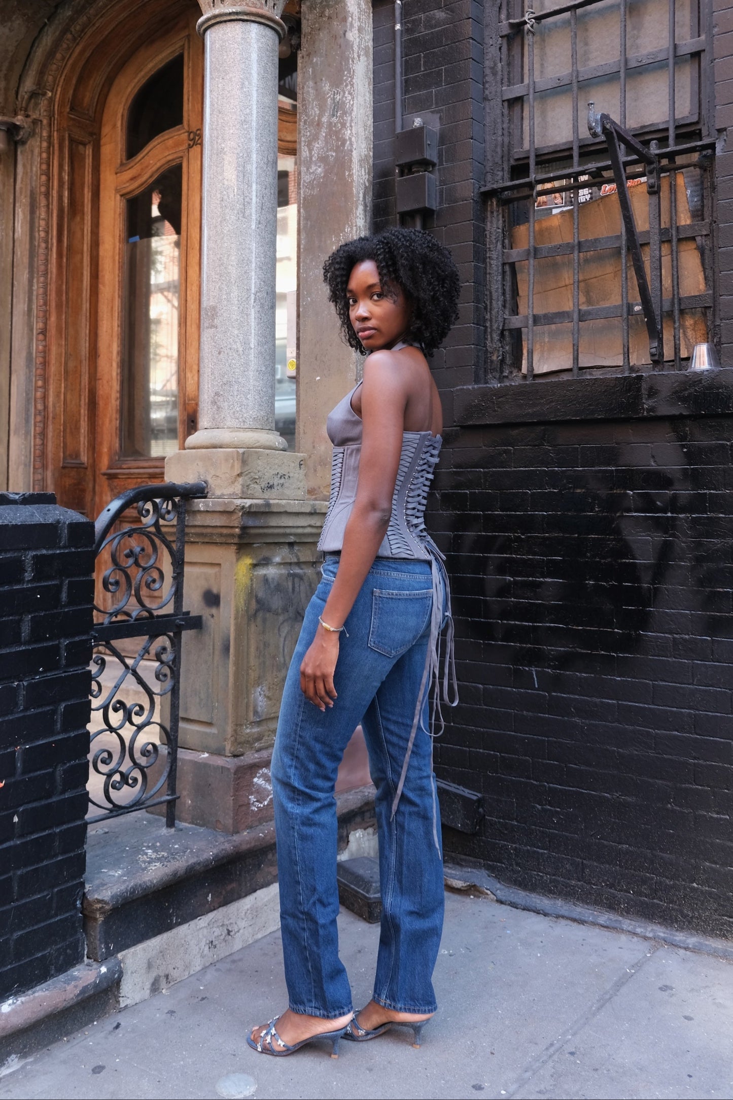Julia Halterneck Corset Top Gray