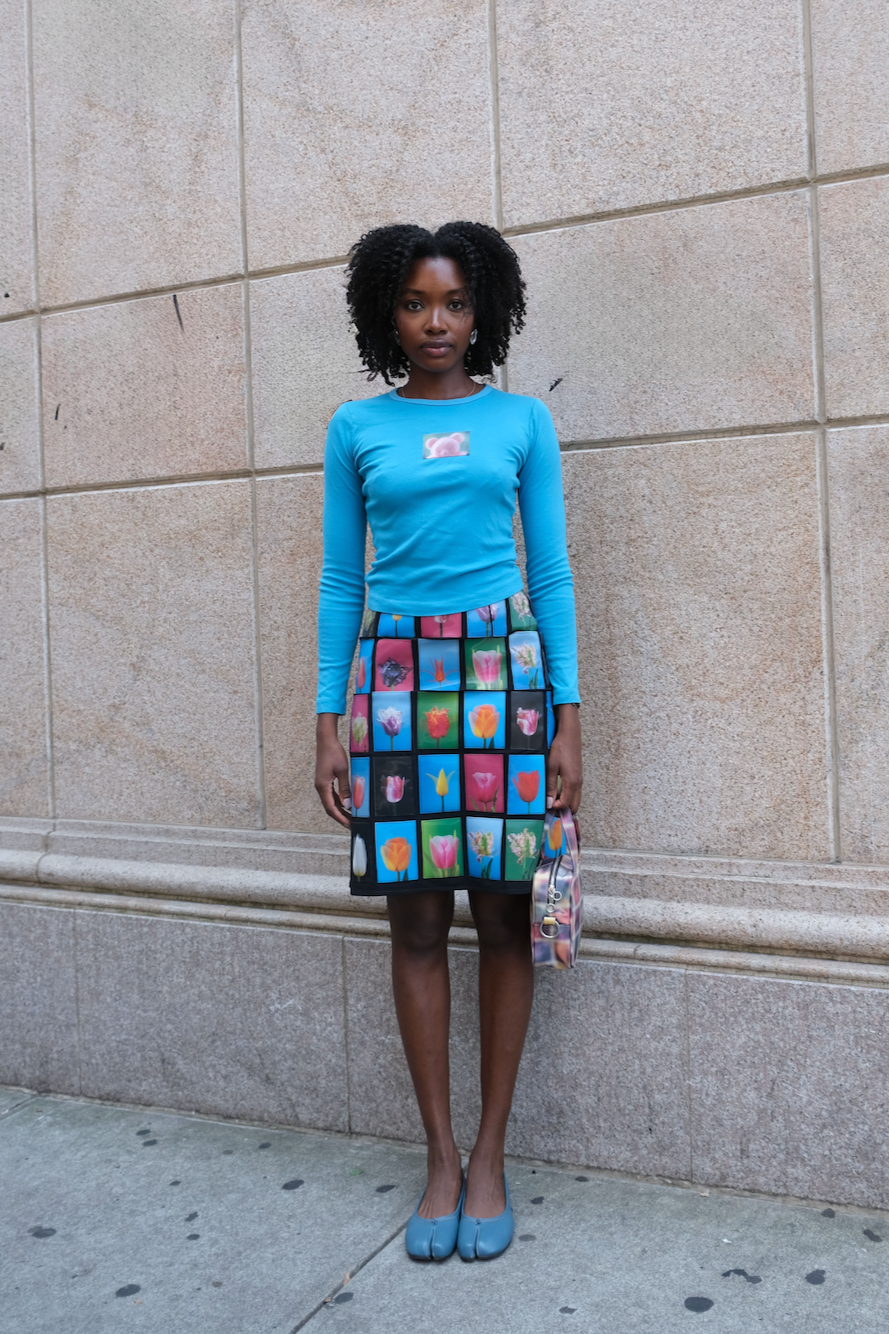 Èaphi volumesleeve jacquard skirt Lee Ann Huang Tulip TV Patchwork Midi Skirt - Rent from Hauteline