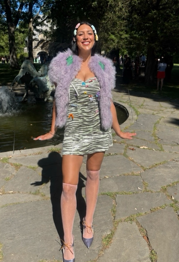 Green Zebra Sequined Jersey Mini Dress seen on you