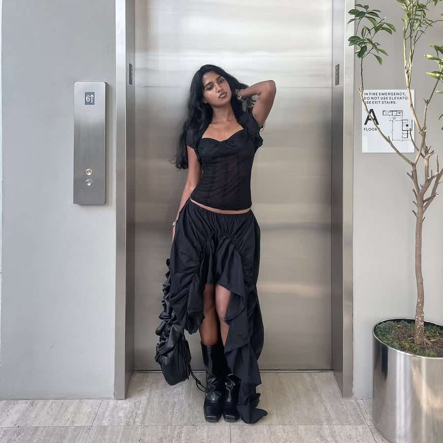 Venus Maxi Skirt in Black seen on you