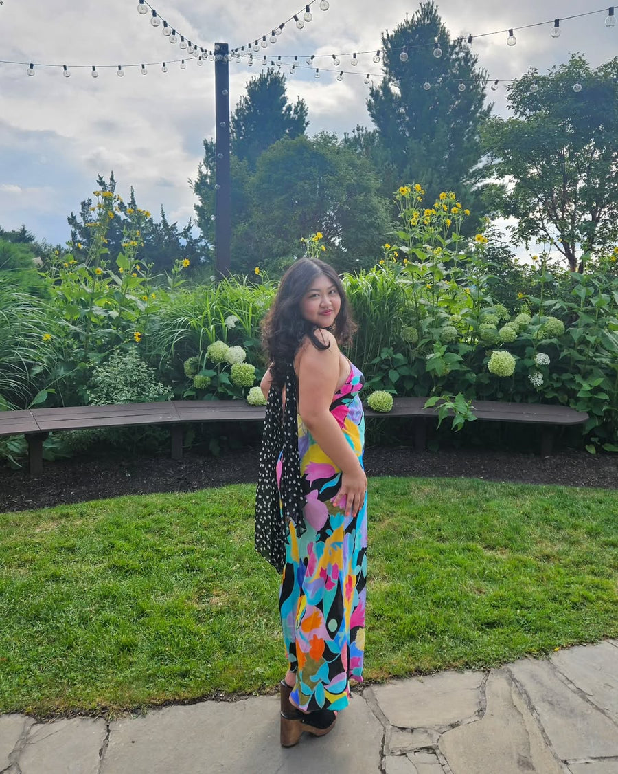 Hayley Dress Tulip Spot Mix Multi seen on you