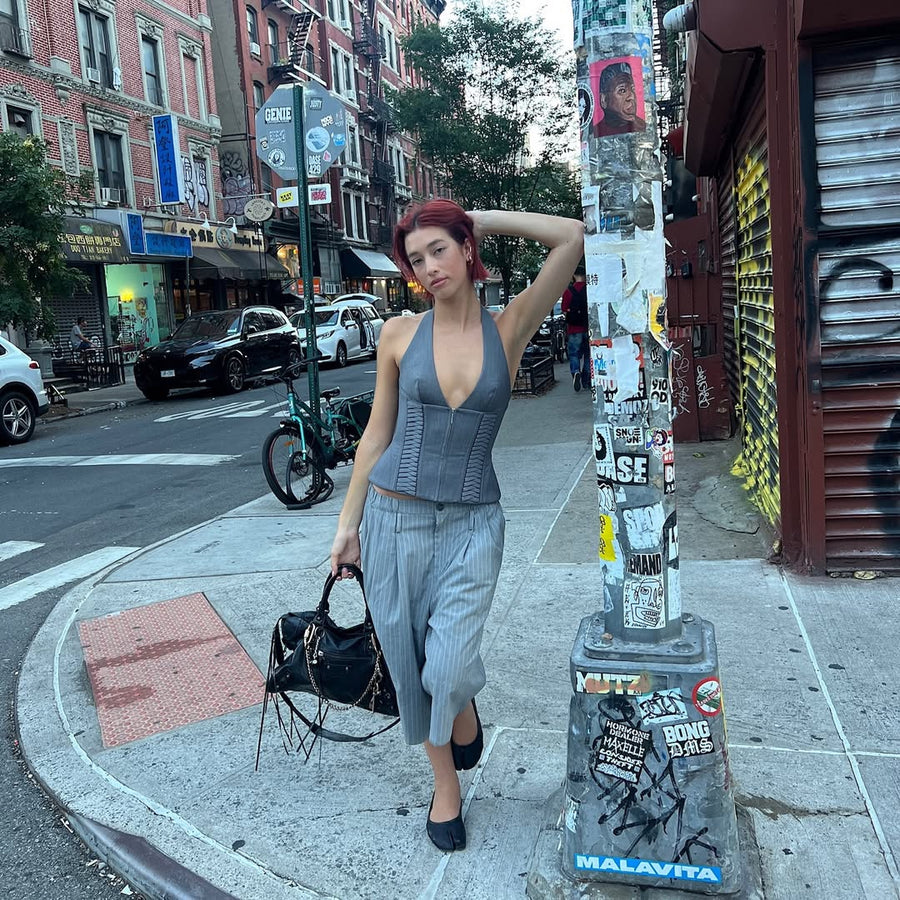 Julia Halterneck Corset Top Gray seen on you