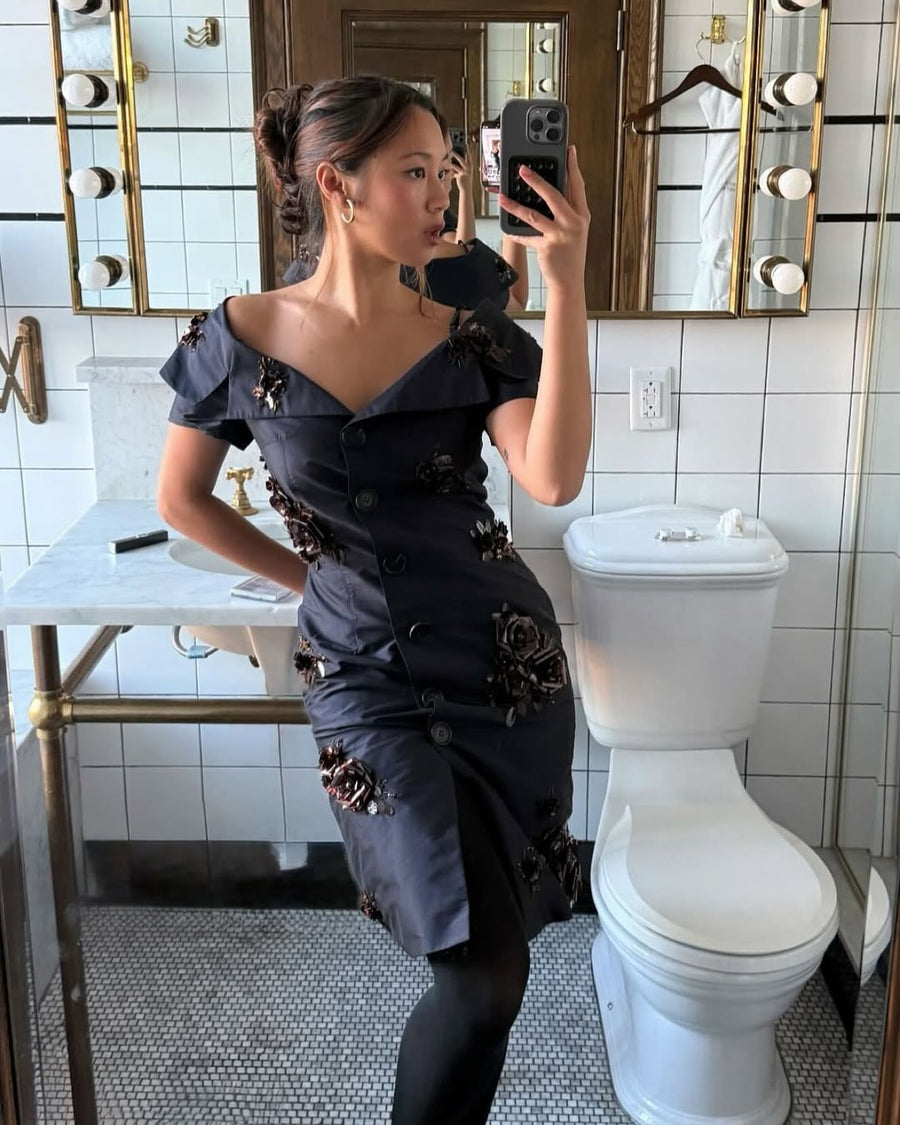 Off-Shoulder Lapel Dress seen on you