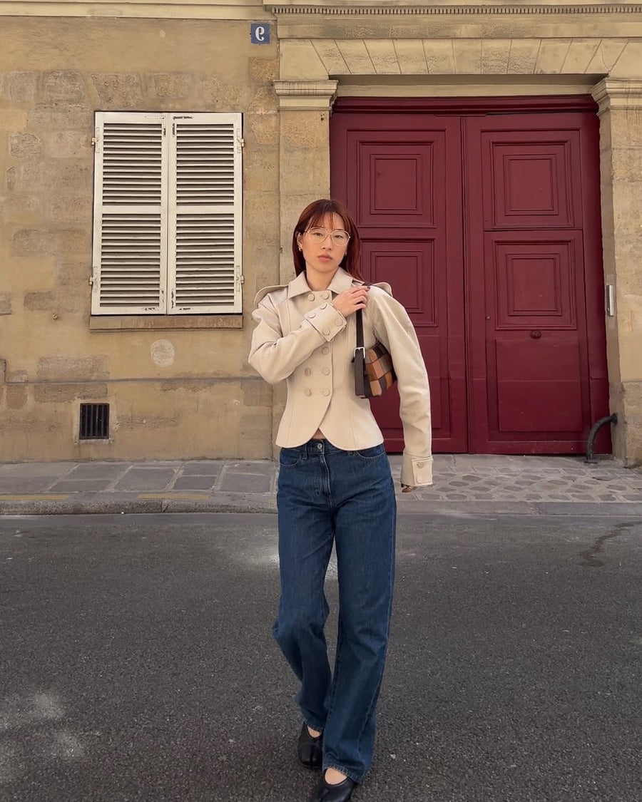 Victoria Double-Button Jacket in Beige seen on you