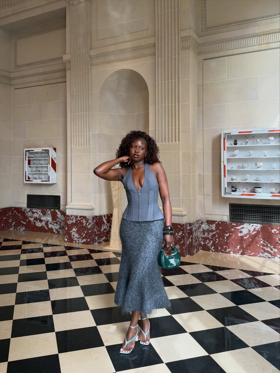 Julia Halterneck Corset Top Gray seen on you