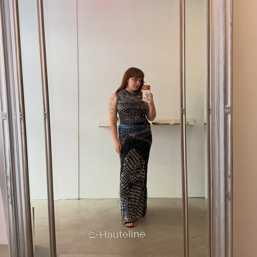 Mesh Polka Dot Zip Maxi Dress seen on you