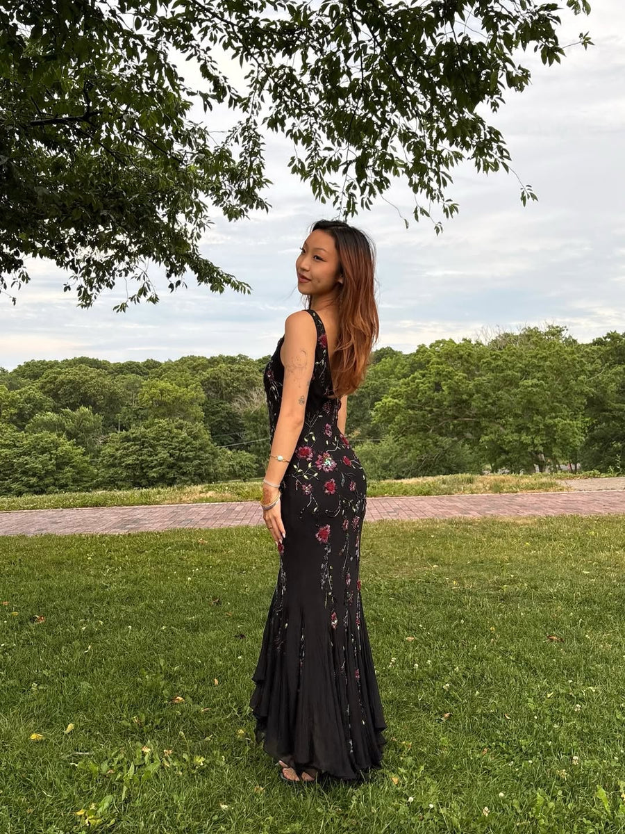 Nocturne Silk Beaded Gown seen on you