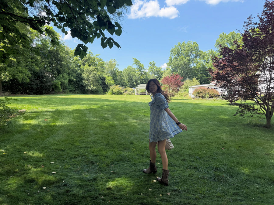 Harlow Blue Check Mini Dress seen on you