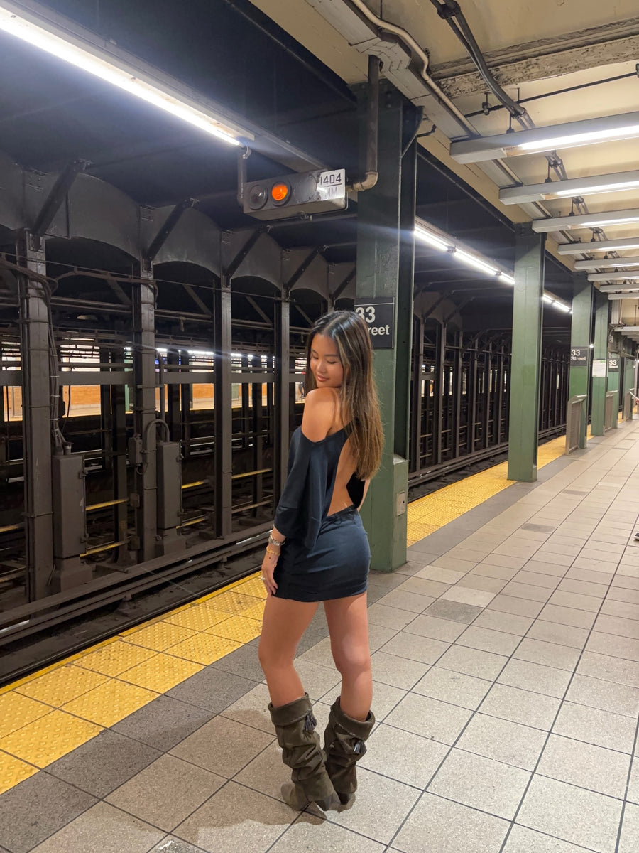 Uzu Dress in Charcoal seen on you