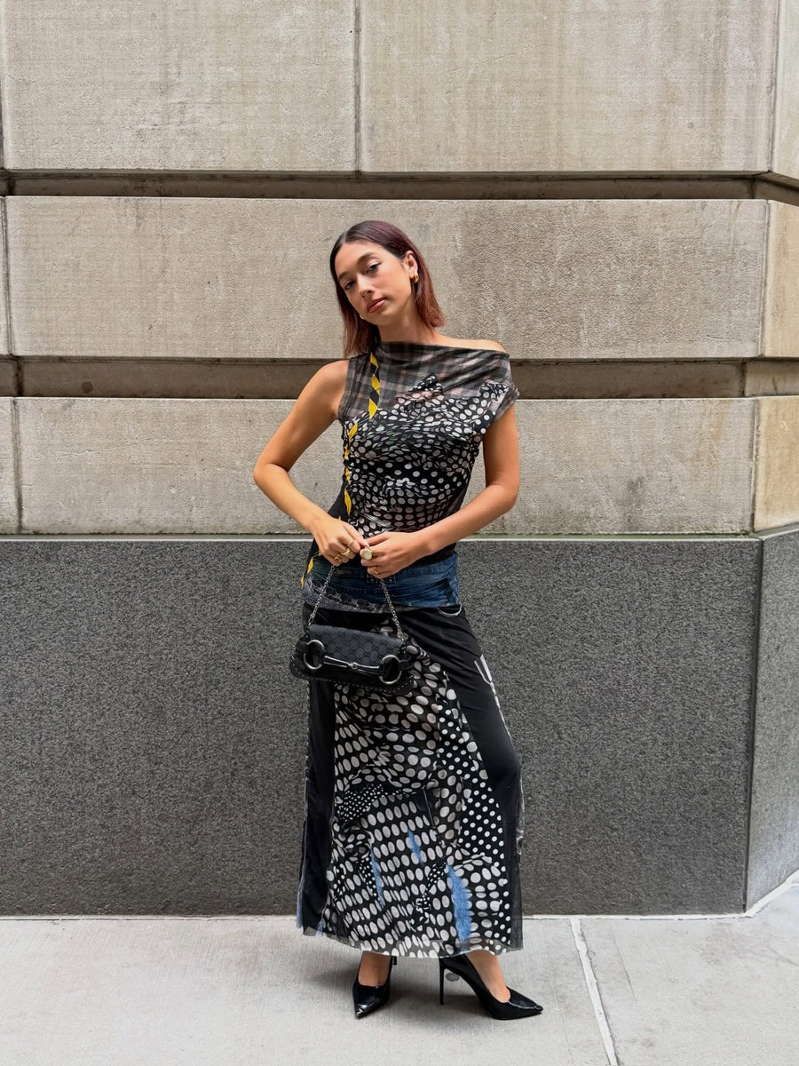 Mesh Polka Dot Zip Maxi Dress seen on you