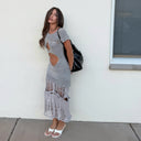 @baileyjojackson in the Grace Gui Am I Covered Enough Short Sleeve and She's Multifaceted Skirt, styled for fashion week. 