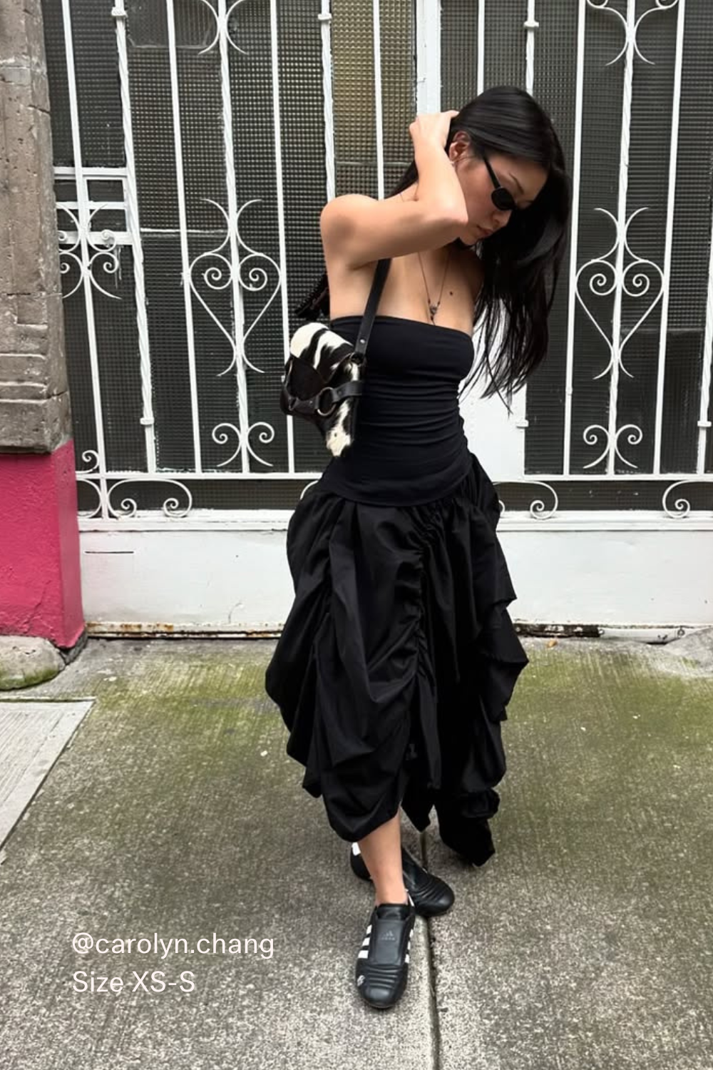 black dress with flowy skirt Venus Maxi Skirt in Black