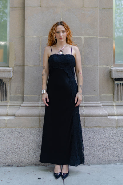 Select Vintage Black Lace Maxi Dress
