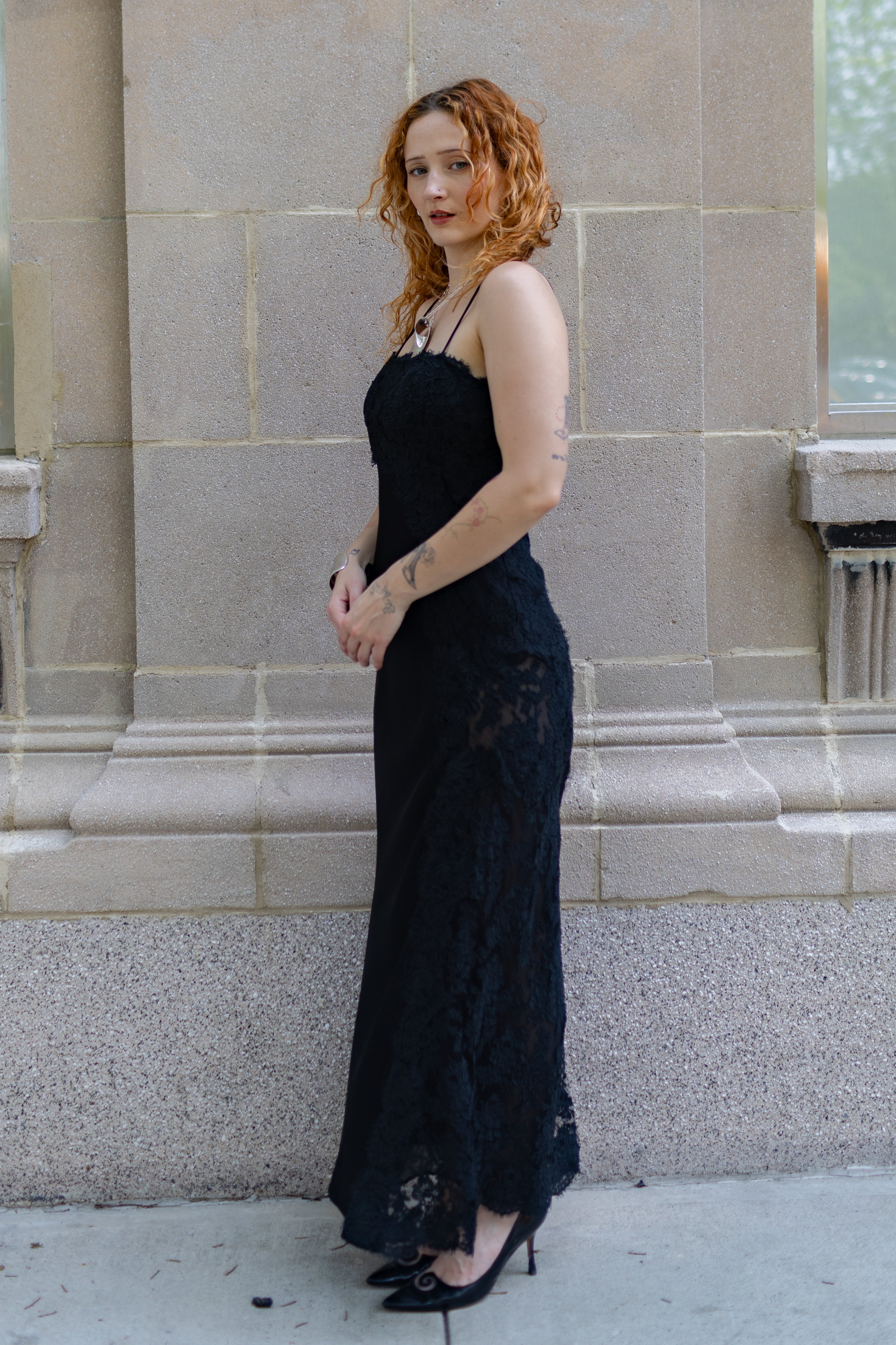 all black lace dress Cami Lace Dress (Black)
