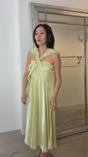 Lemon Glossy Midi Dress