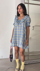 Harlow Blue Check Mini Dress
